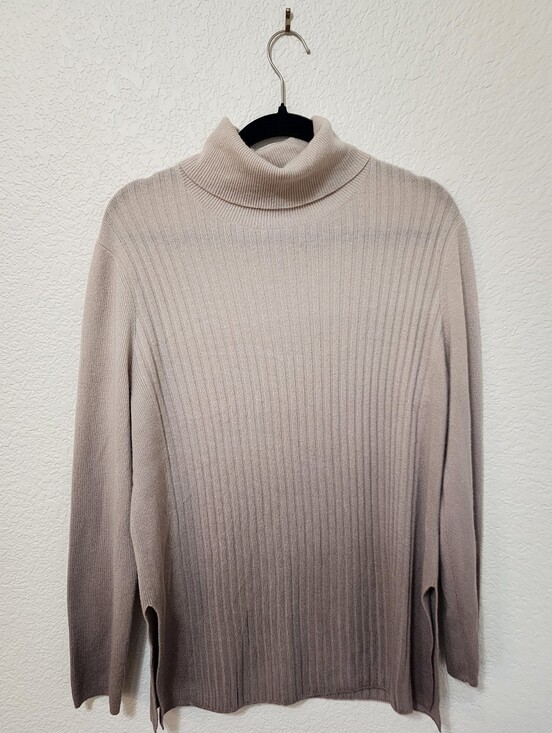 Lafayette 148 New York Sweaters - Lafayette 148 NY 100% Cashmere Ombre Ribbed Turtleneck Tunic Sweater No Size Tag